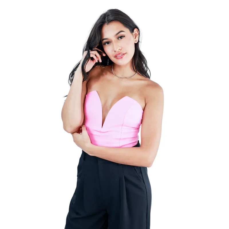 Classic Strapless Design Bodysuit  Sleek and Structured Appeal