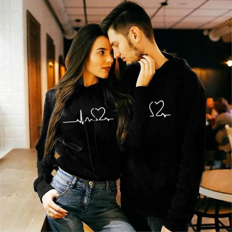 Couple hoodies heartbeat