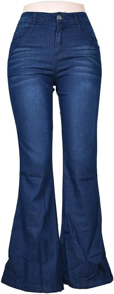 CRNTCEM Womens High Waist Flare Jeans Slim Fit Wide Leg Stretchy Bootcut Pants Ladies Plus Size Cozy Vintage Y2K Jean Trouser