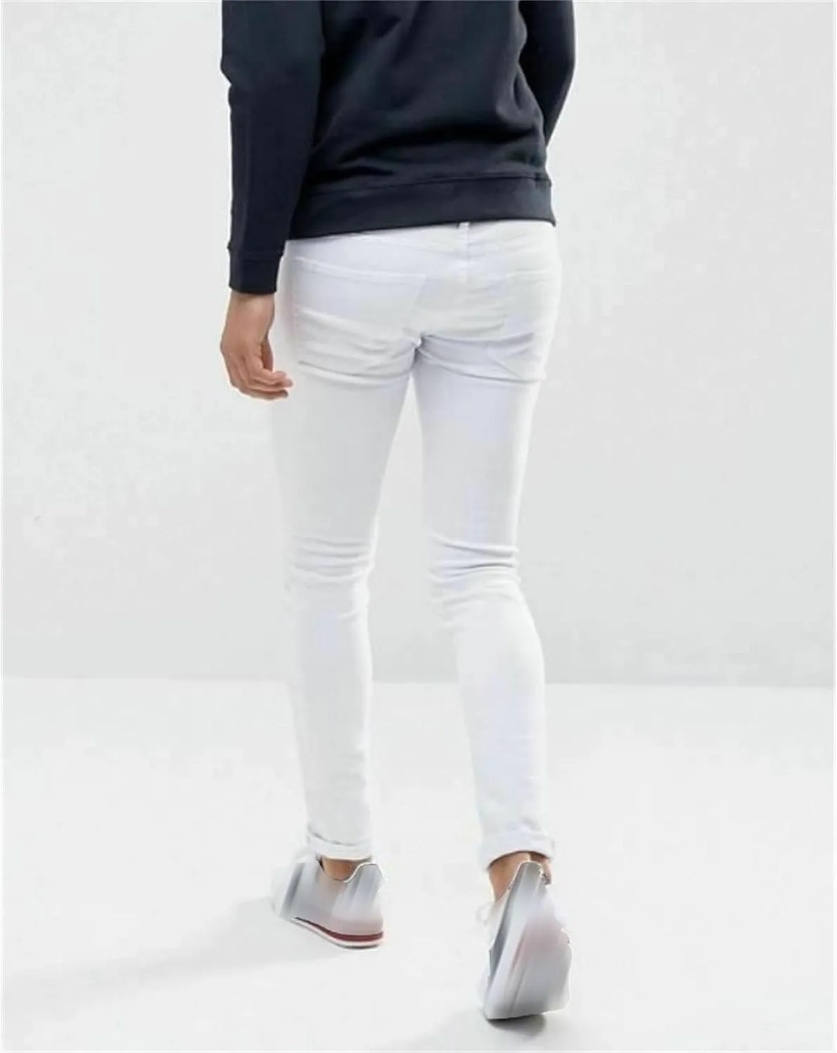 DGHM-JLMY Men's Slim Fit Washed Casual Jeans Stretch Tapered Leg Slim Fit Jeans Mid Waist Skinny Stretchy Denim Pants