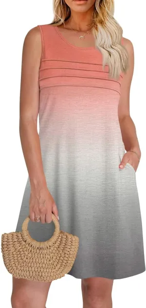 Dress for Women Women Dresses Loungewear Casual Summer Dress Ladies Crops Sleeveless Round Neck Loose Sundress