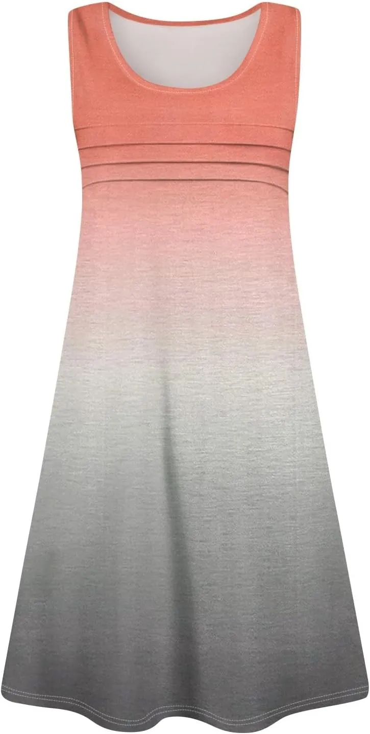 Dress for Women Women Dresses Loungewear Casual Summer Dress Ladies Crops Sleeveless Round Neck Loose Sundress