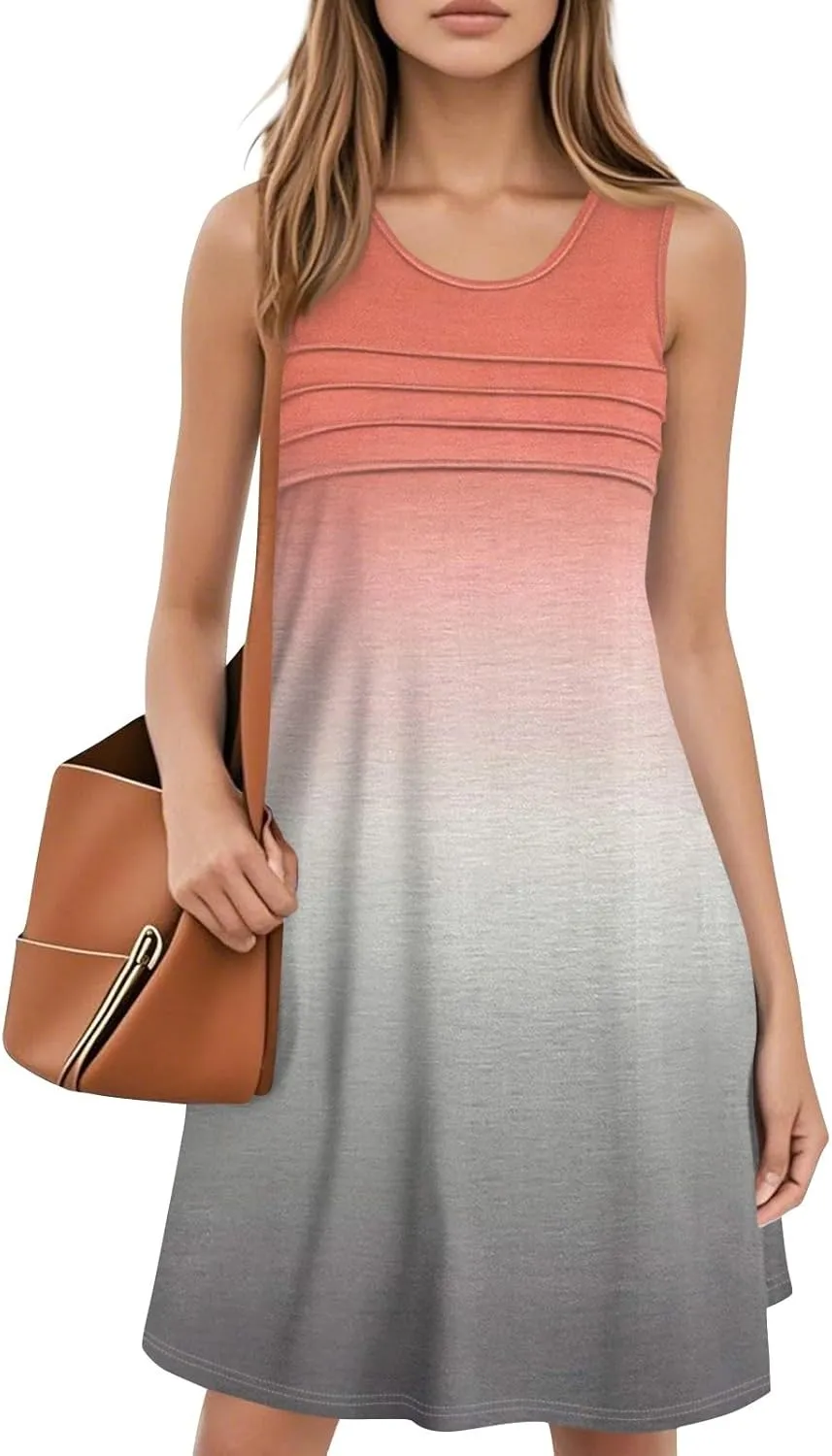 Dress for Women Women Dresses Loungewear Casual Summer Dress Ladies Crops Sleeveless Round Neck Loose Sundress