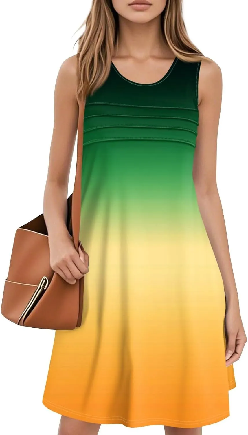 Dress for Women Women Dresses Loungewear Casual Summer Dress Ladies Crops Sleeveless Round Neck Loose Sundress