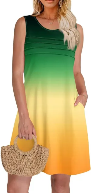 Dress for Women Women Dresses Loungewear Casual Summer Dress Ladies Crops Sleeveless Round Neck Loose Sundress