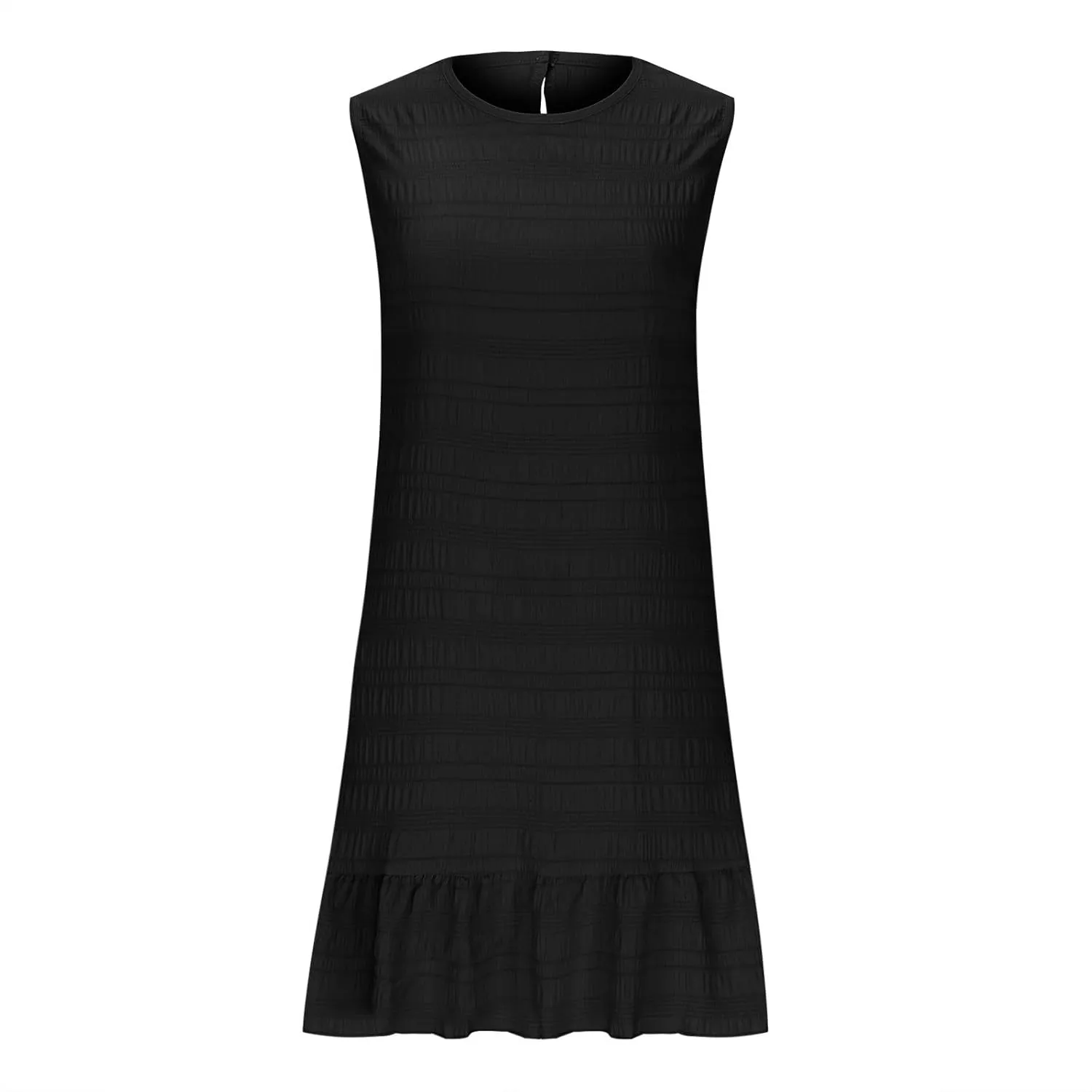 FZYLQY Summer Dresses for Womens Sleeveless Ruffle Hem Tank Dress 2025 Trendy Pleated Mini Dresses Comfy Loose Fit Sundress