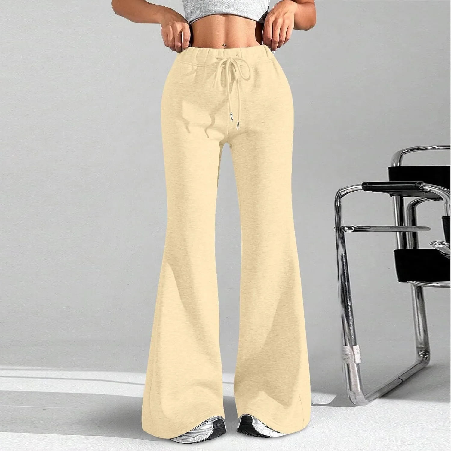 GIERIDUC Wide Leg Pants for Women Soft Stretchy Tummy Control Flared Yoga Pants Athletic Workout Pants Cozy Bootcut Trousers