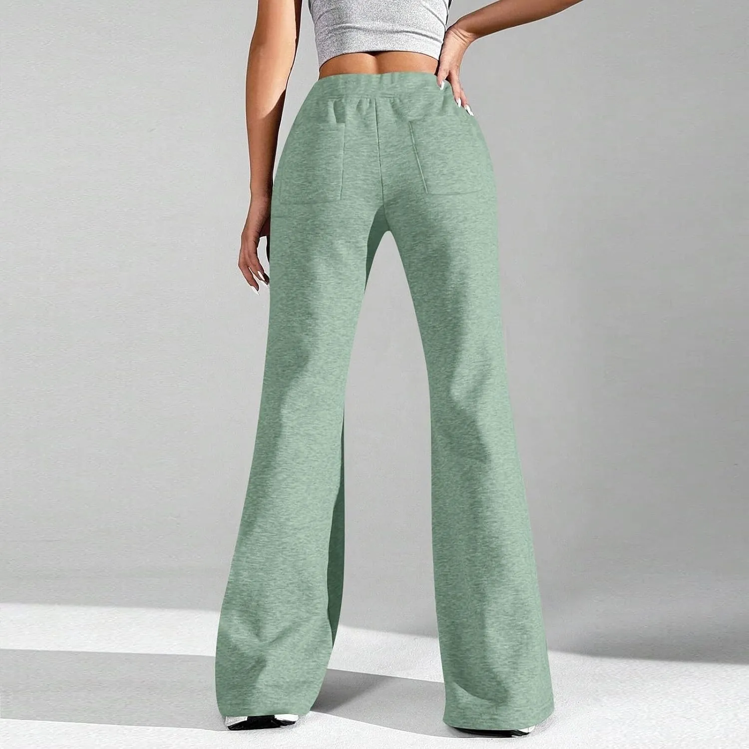 GIERIDUC Wide Leg Pants for Women Soft Stretchy Tummy Control Flared Yoga Pants Athletic Workout Pants Cozy Bootcut Trousers