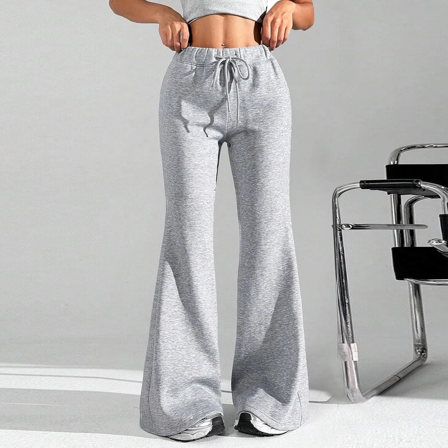 GIERIDUC Wide Leg Pants for Women Soft Stretchy Tummy Control Flared Yoga Pants Athletic Workout Pants Cozy Bootcut Trousers