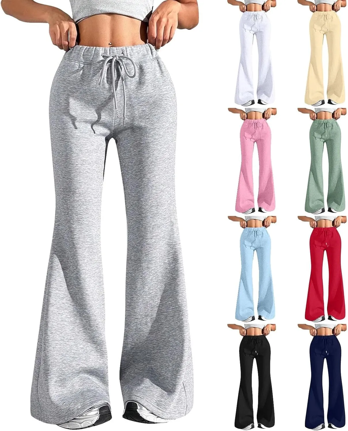 GIERIDUC Wide Leg Pants for Women Soft Stretchy Tummy Control Flared Yoga Pants Athletic Workout Pants Cozy Bootcut Trousers