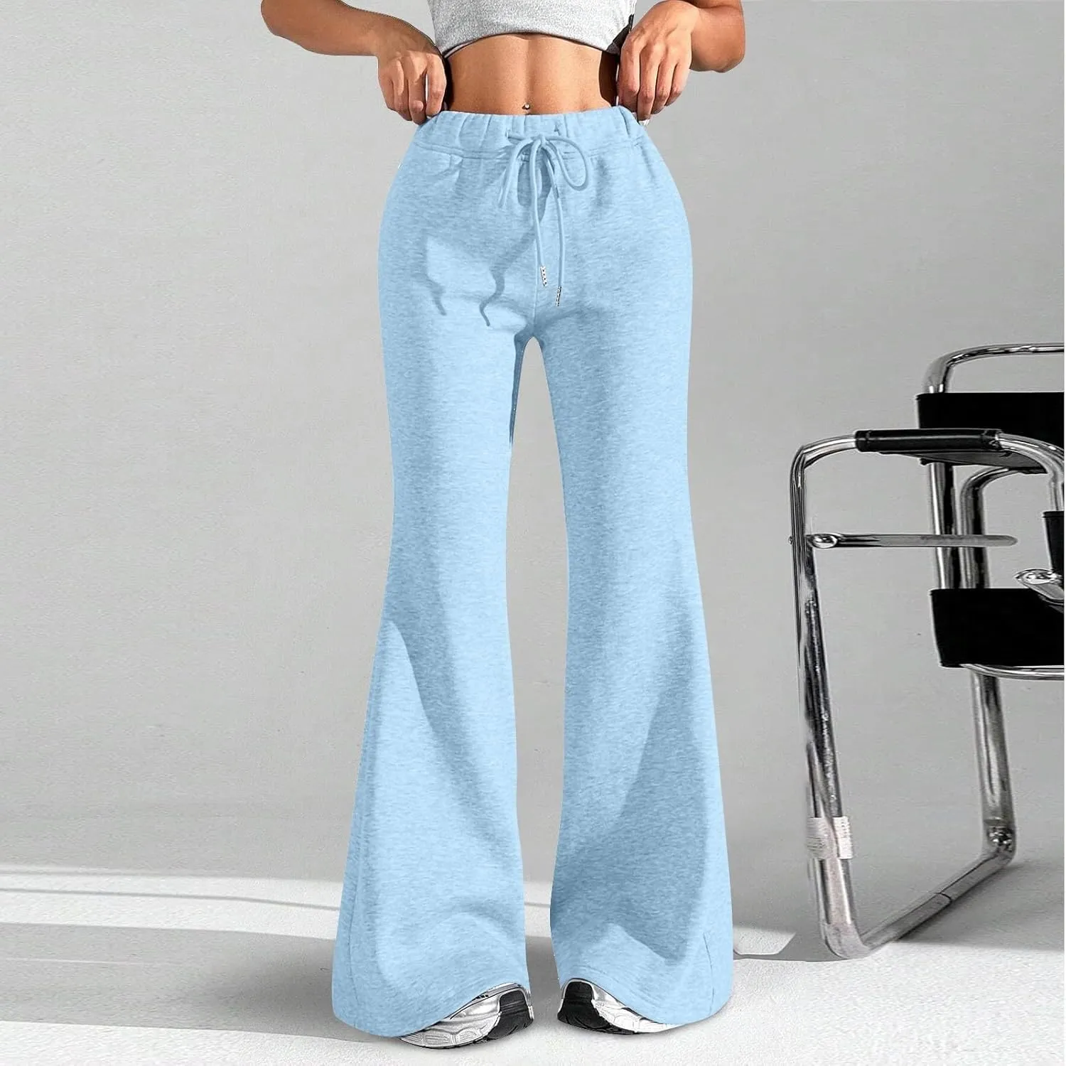 GIERIDUC Wide Leg Pants for Women Soft Stretchy Tummy Control Flared Yoga Pants Athletic Workout Pants Cozy Bootcut Trousers