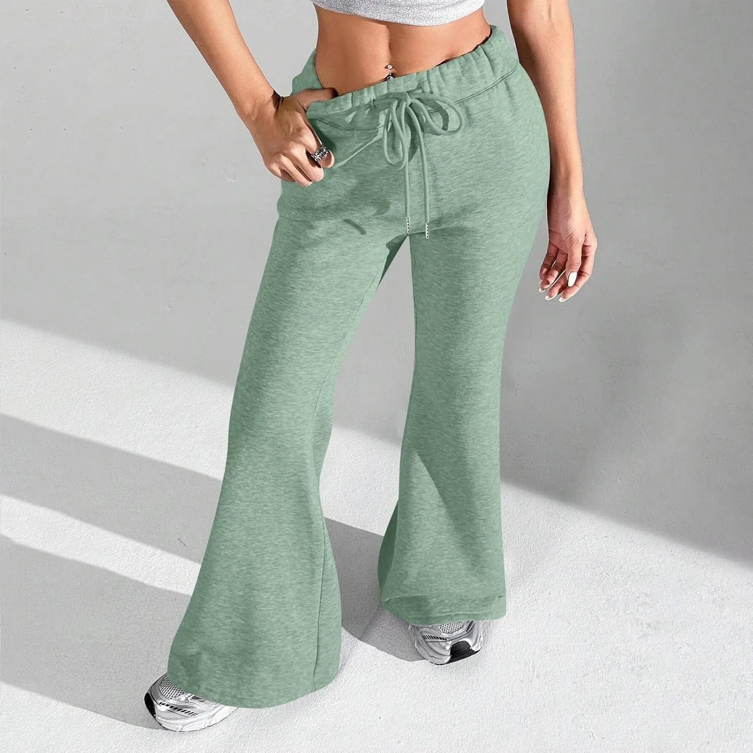 GIERIDUC Wide Leg Pants for Women Soft Stretchy Tummy Control Flared Yoga Pants Athletic Workout Pants Cozy Bootcut Trousers