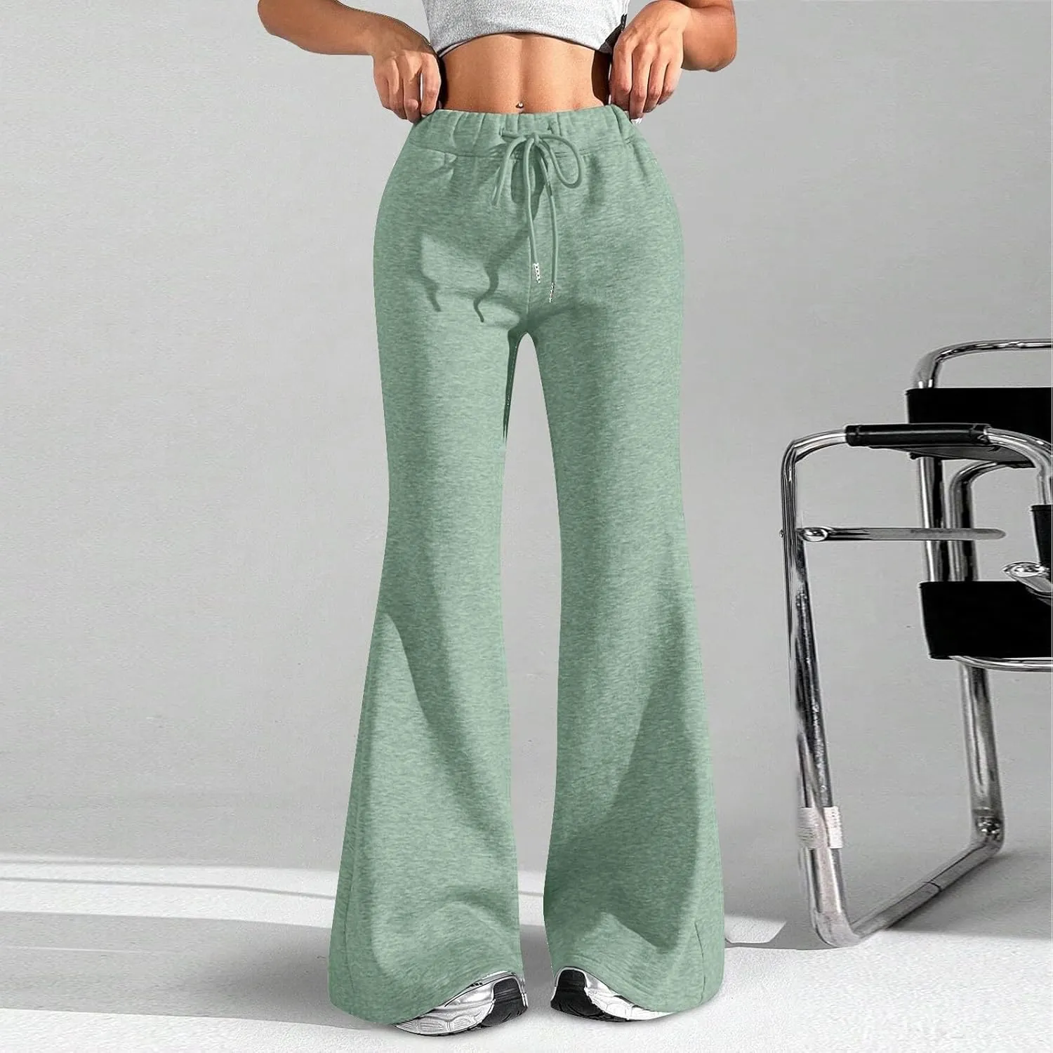 GIERIDUC Wide Leg Pants for Women Soft Stretchy Tummy Control Flared Yoga Pants Athletic Workout Pants Cozy Bootcut Trousers