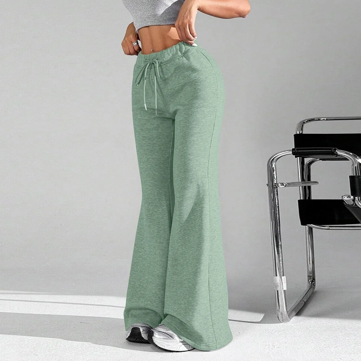 GIERIDUC Wide Leg Pants for Women Soft Stretchy Tummy Control Flared Yoga Pants Athletic Workout Pants Cozy Bootcut Trousers