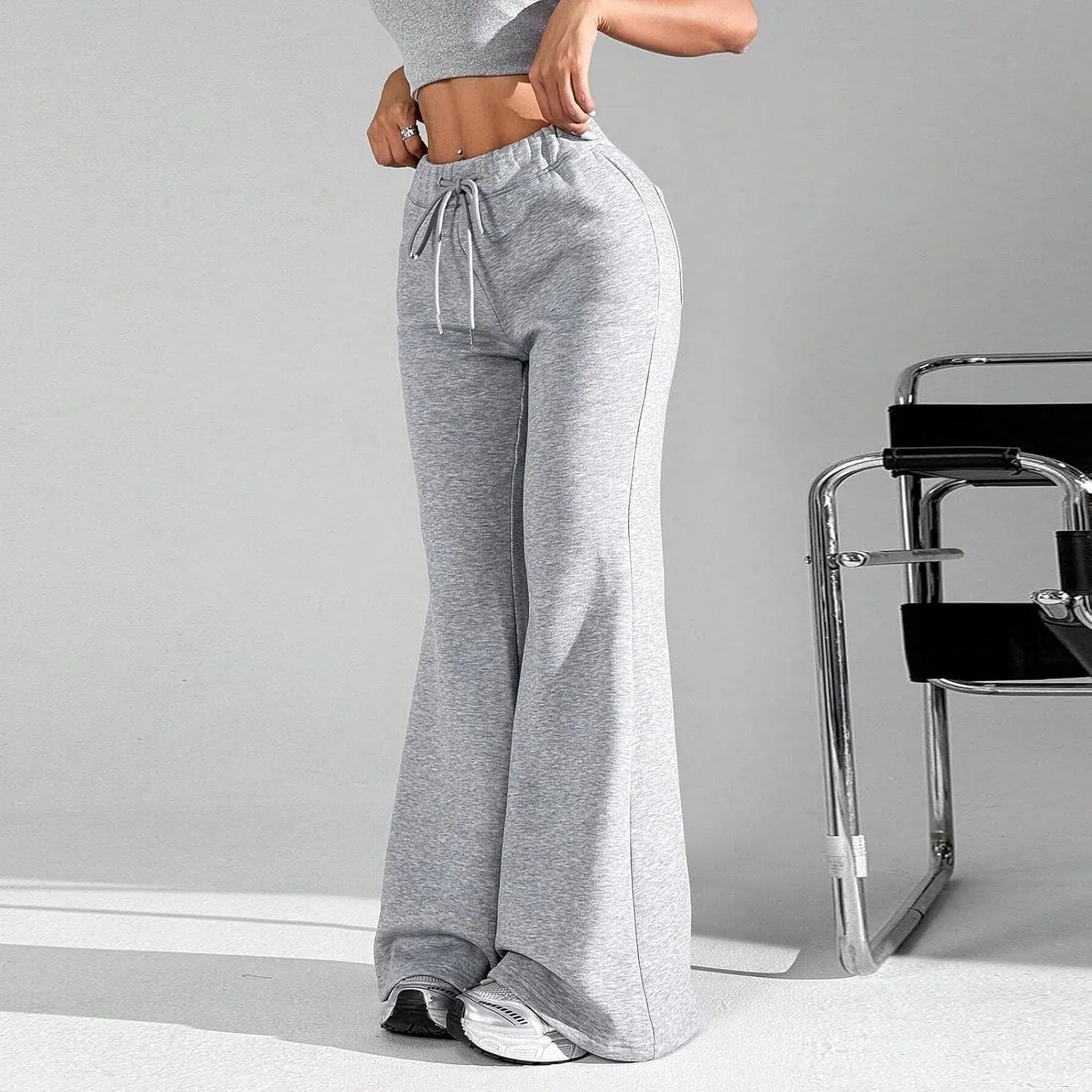 GIERIDUC Wide Leg Pants for Women Soft Stretchy Tummy Control Flared Yoga Pants Athletic Workout Pants Cozy Bootcut Trousers