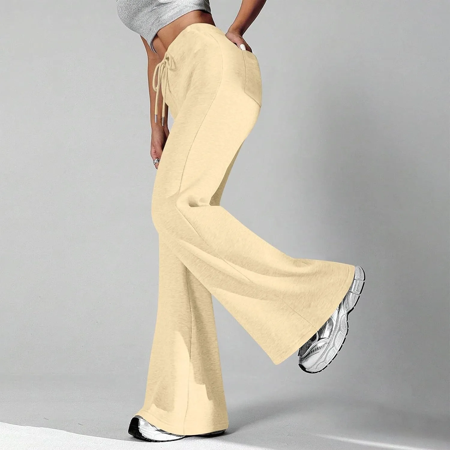 GIERIDUC Wide Leg Pants for Women Soft Stretchy Tummy Control Flared Yoga Pants Athletic Workout Pants Cozy Bootcut Trousers