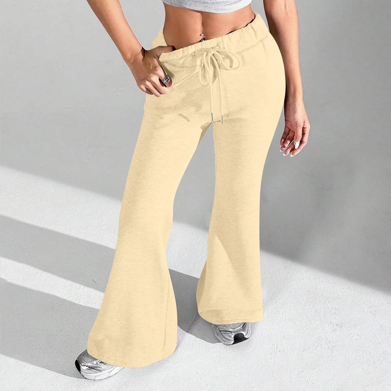 GIERIDUC Wide Leg Pants for Women Soft Stretchy Tummy Control Flared Yoga Pants Athletic Workout Pants Cozy Bootcut Trousers