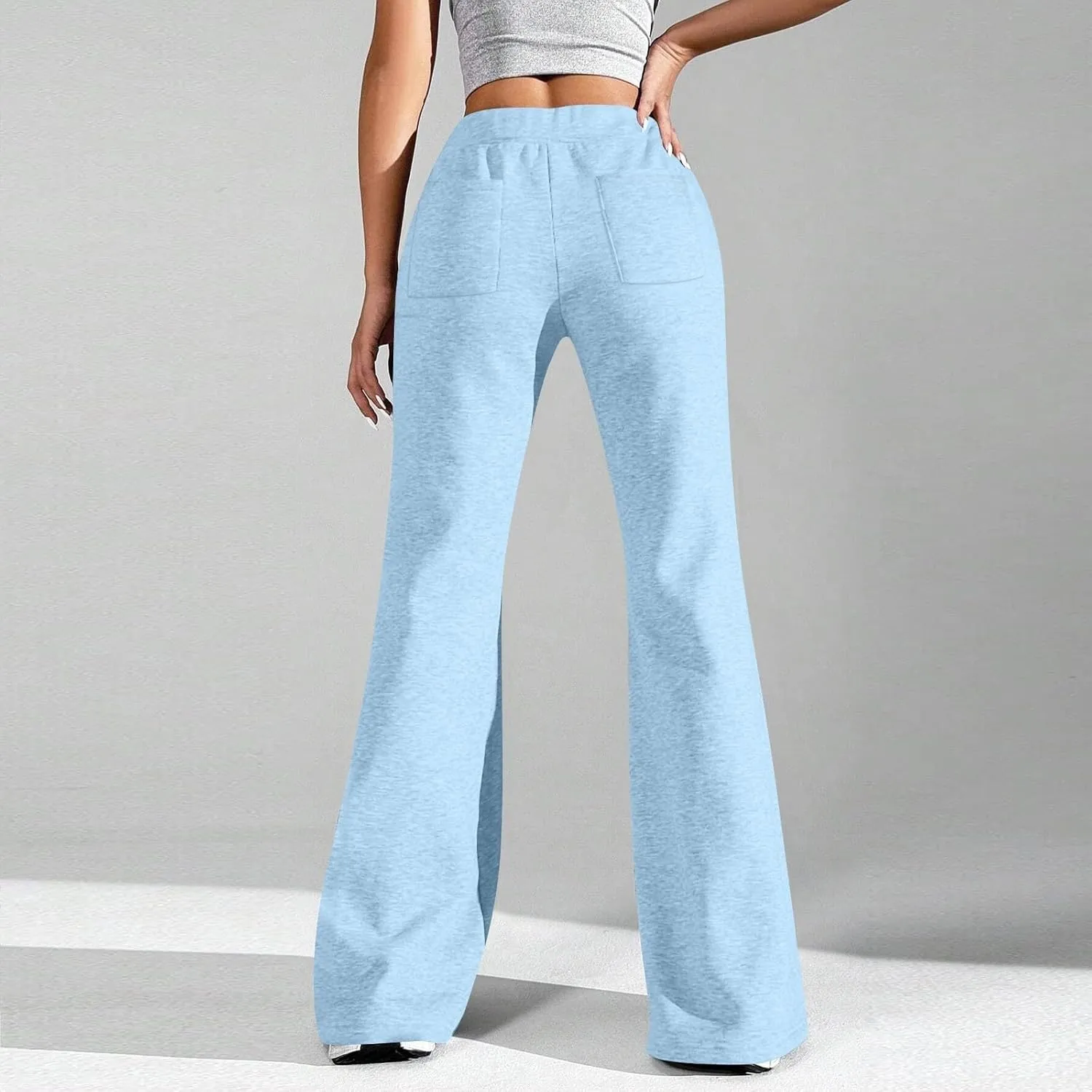 GIERIDUC Wide Leg Pants for Women Soft Stretchy Tummy Control Flared Yoga Pants Athletic Workout Pants Cozy Bootcut Trousers