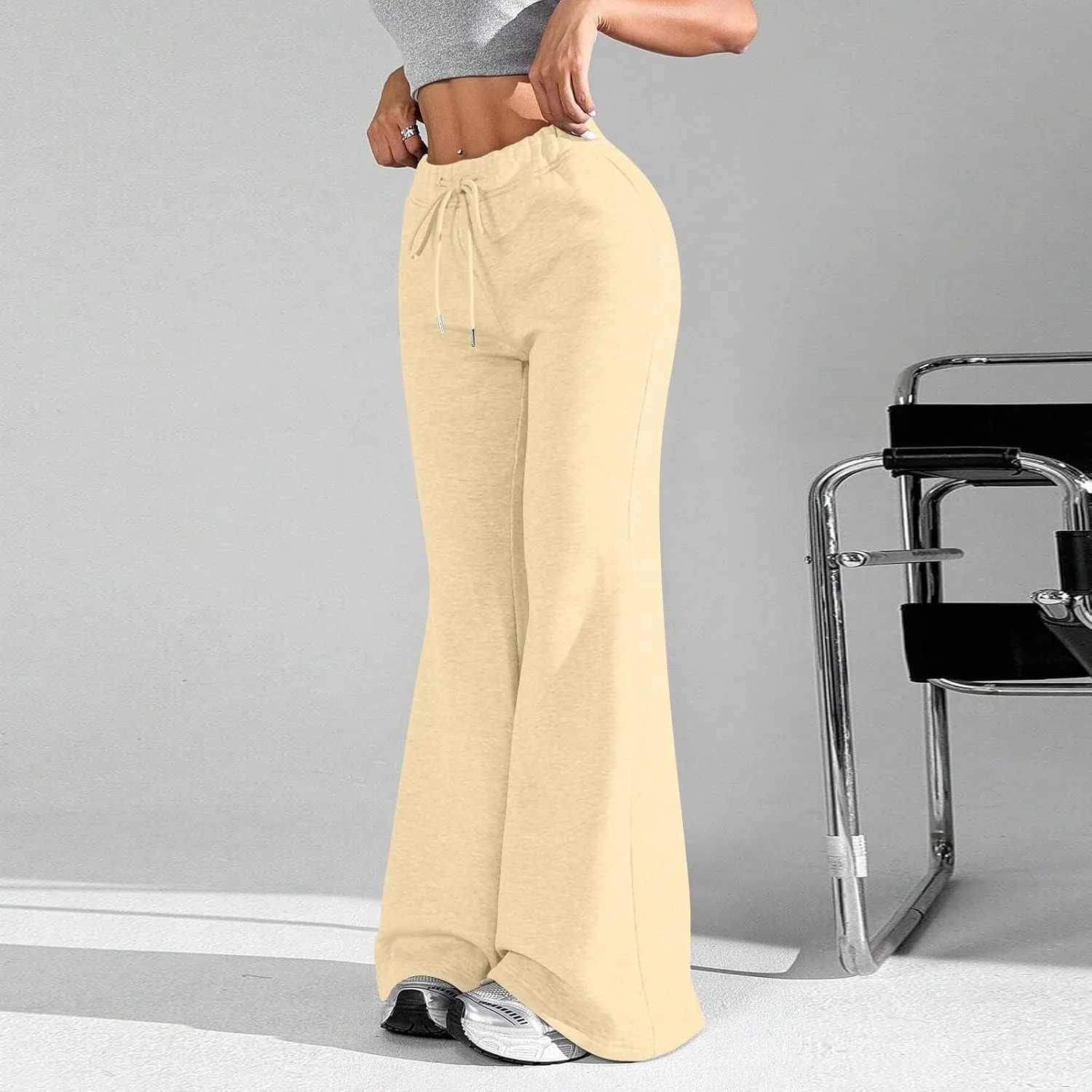 GIERIDUC Wide Leg Pants for Women Soft Stretchy Tummy Control Flared Yoga Pants Athletic Workout Pants Cozy Bootcut Trousers