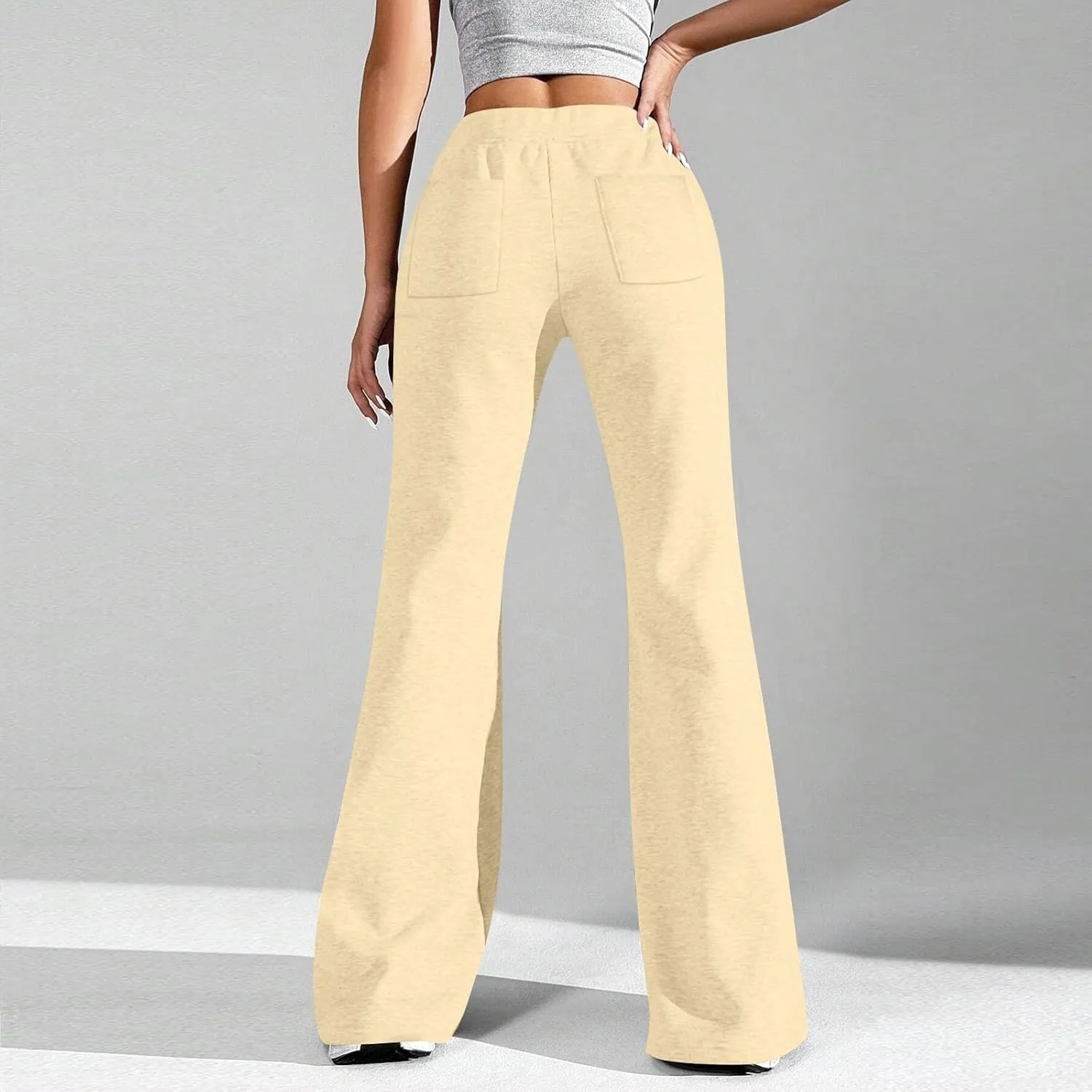 GIERIDUC Wide Leg Pants for Women Soft Stretchy Tummy Control Flared Yoga Pants Athletic Workout Pants Cozy Bootcut Trousers