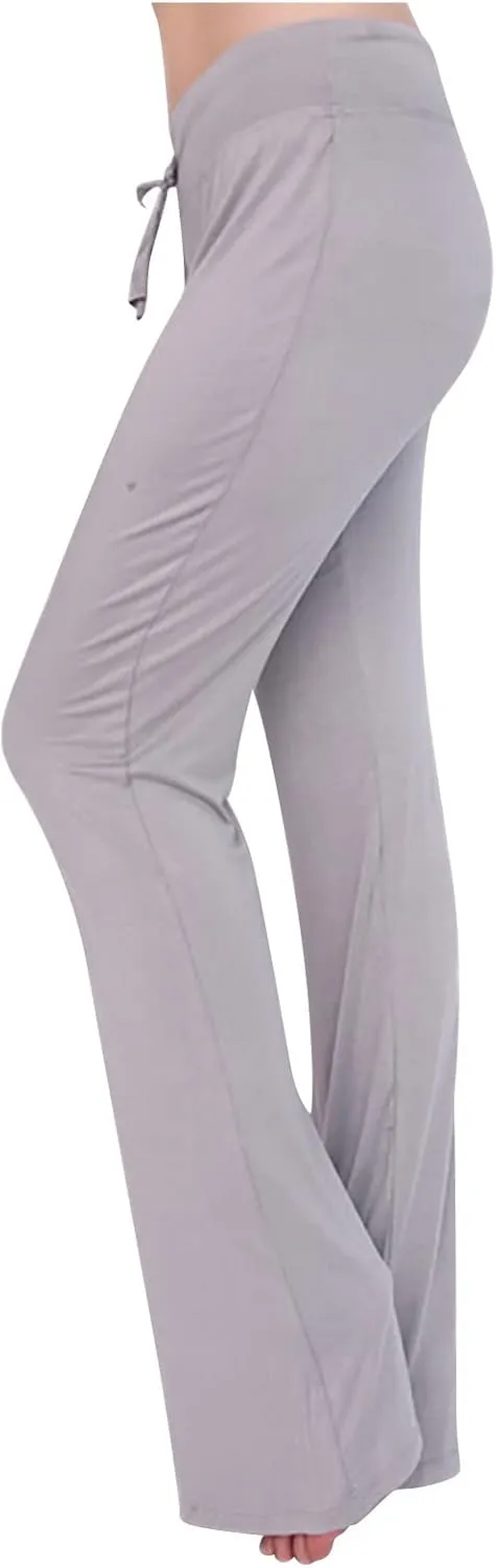 High Waist Workout Pants for Women Soft Wide Leg Flare Leggings Full Length Sport Yoga Pants Cozy Modal Trousers