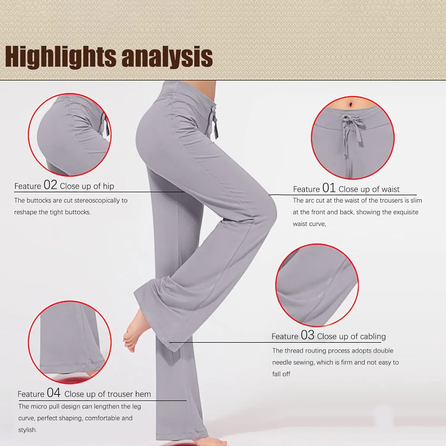 High Waist Workout Pants for Women Soft Wide Leg Flare Leggings Full Length Sport Yoga Pants Cozy Modal Trousers
