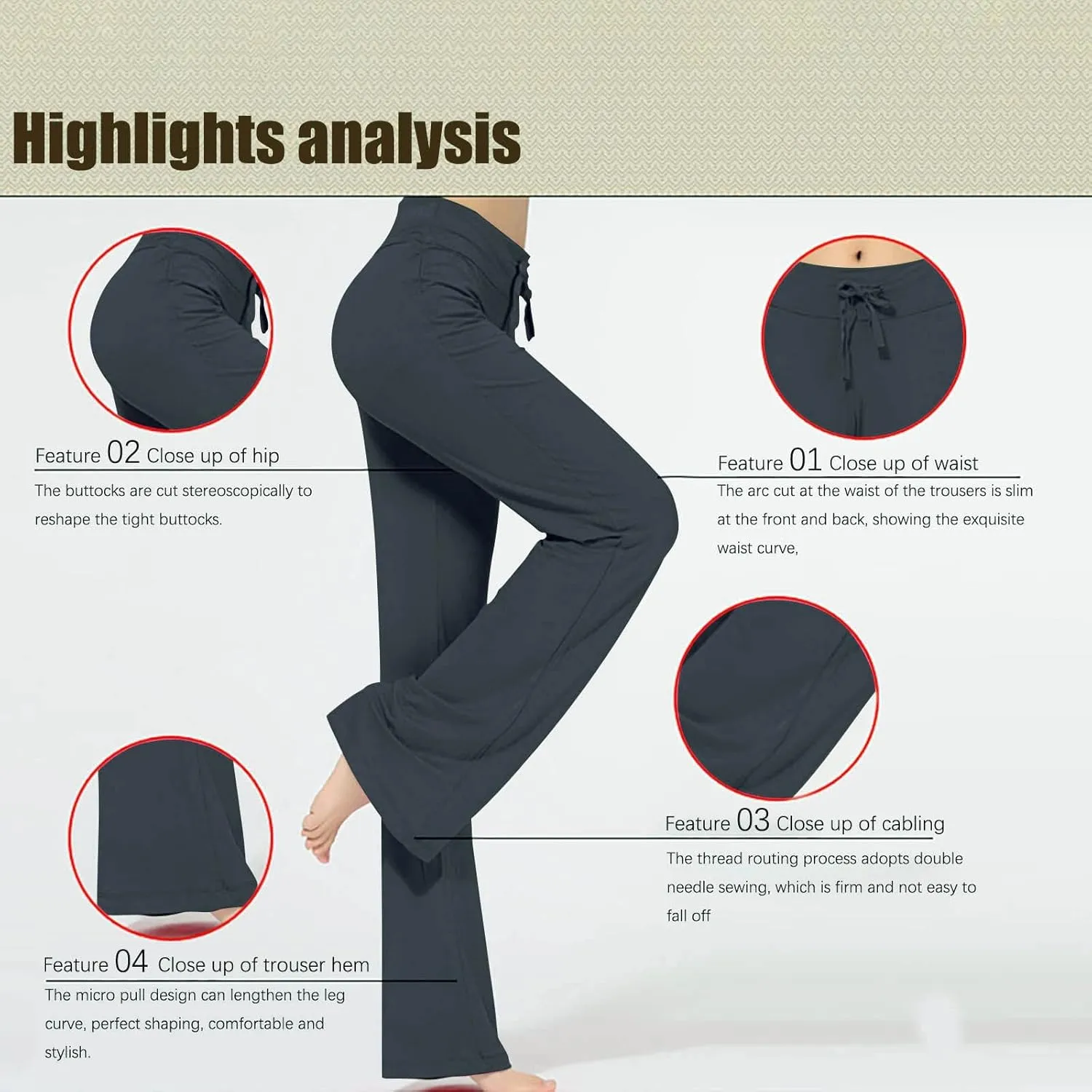 High Waist Workout Pants for Women Soft Wide Leg Flare Leggings Full Length Sport Yoga Pants Cozy Modal Trousers