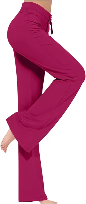 High Waist Workout Pants for Women Soft Wide Leg Flare Leggings Full Length Sport Yoga Pants Cozy Modal Trousers