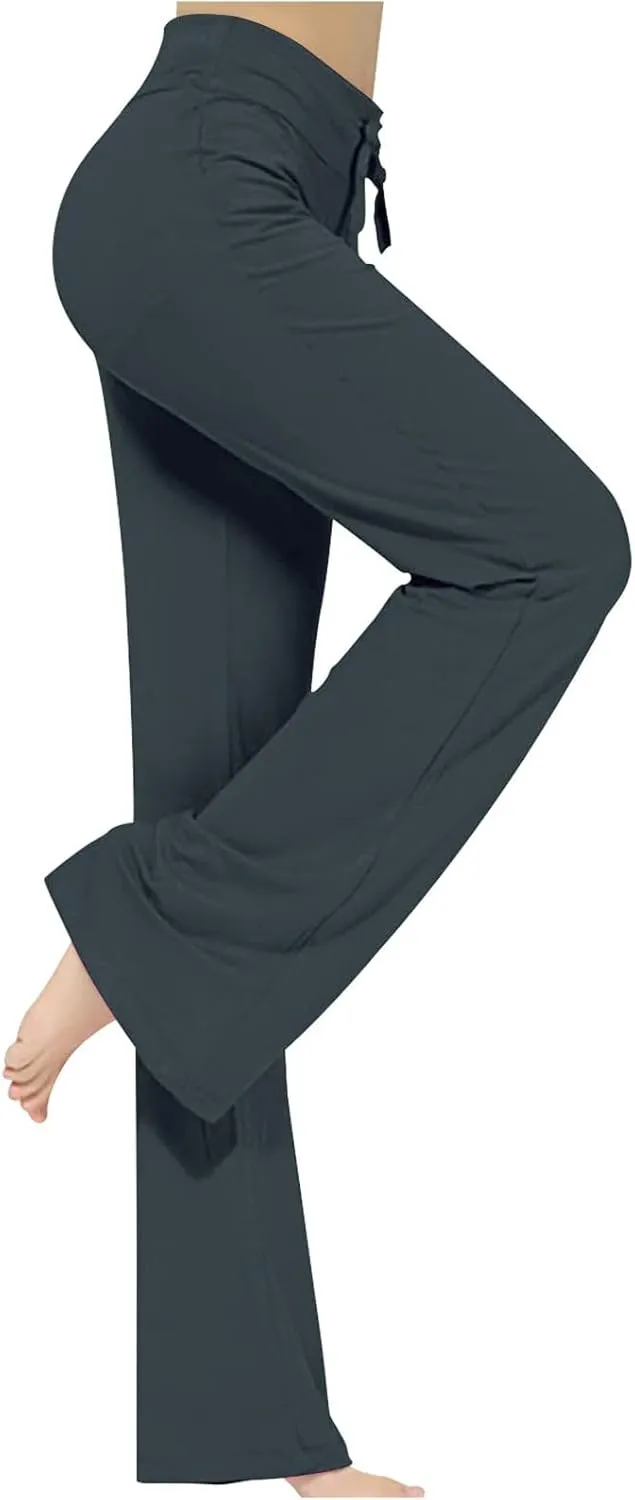 High Waist Workout Pants for Women Soft Wide Leg Flare Leggings Full Length Sport Yoga Pants Cozy Modal Trousers
