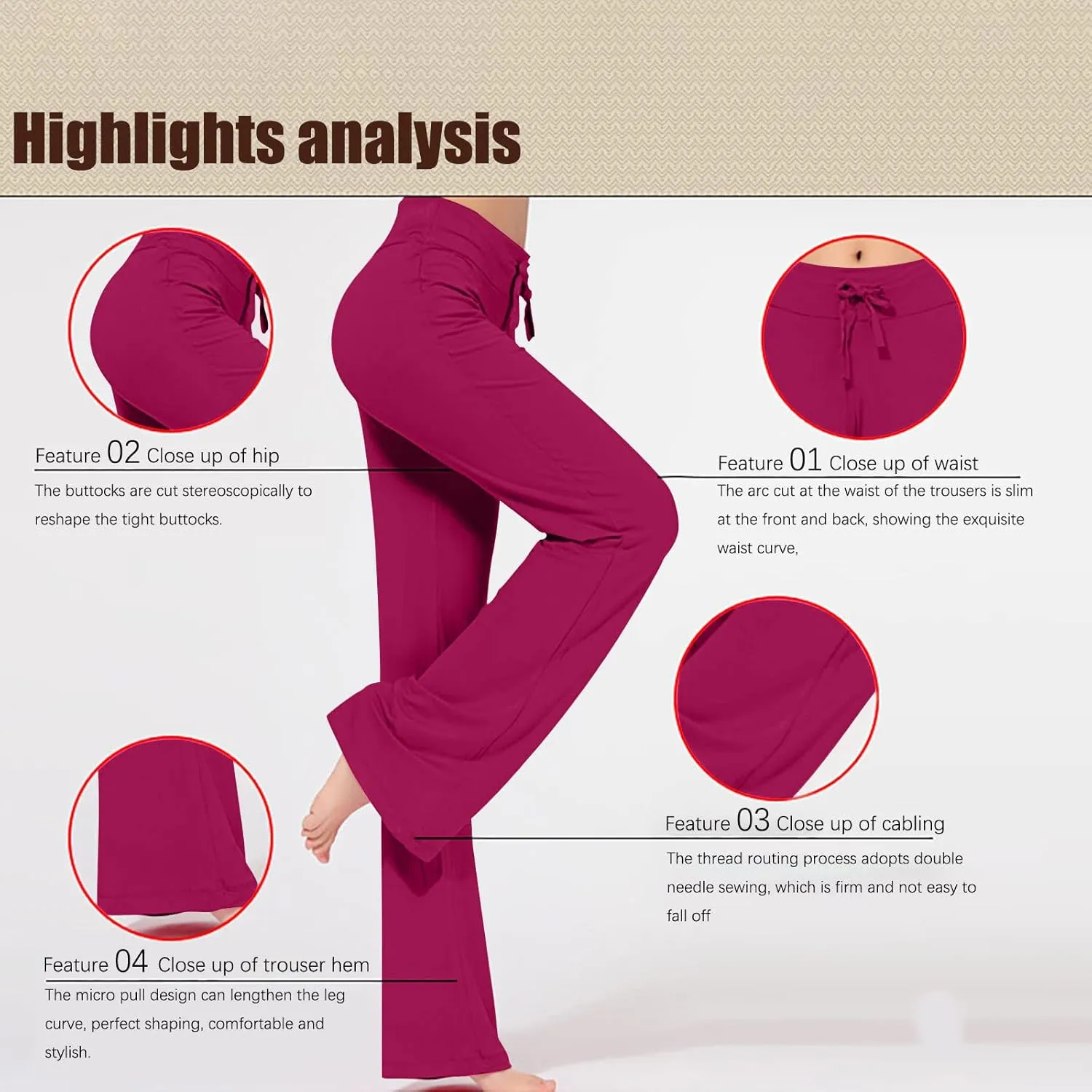 High Waist Workout Pants for Women Soft Wide Leg Flare Leggings Full Length Sport Yoga Pants Cozy Modal Trousers