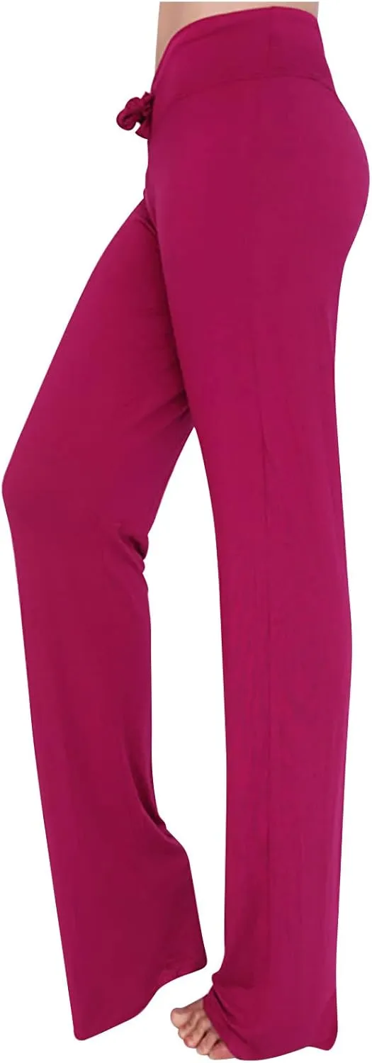 High Waist Workout Pants for Women Soft Wide Leg Flare Leggings Full Length Sport Yoga Pants Cozy Modal Trousers
