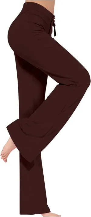 High Waist Workout Pants for Women Soft Wide Leg Flare Leggings Full Length Sport Yoga Pants Cozy Modal Trousers