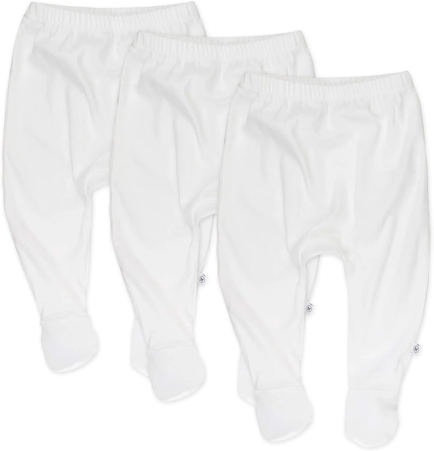 HonestBaby 3-Pack Footed Pants Roomy Fit Pull on Bottoms 100% Organic Cotton for Infant Baby Boys, Girls, Unisex