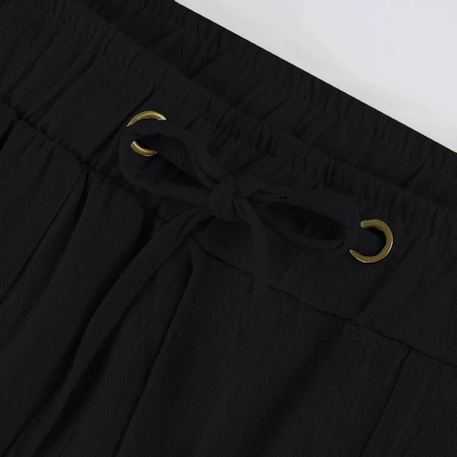 Linen Pants for Women Fashionable High Waist Drawstring Wide Leg Ladies Casual Pants Petite Linen Pants