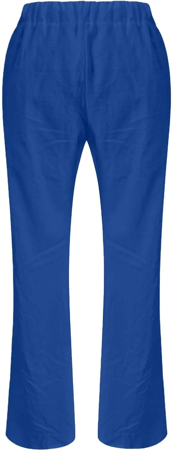 Linen Pants for Women Fashionable High Waist Drawstring Wide Leg Ladies Casual Pants Petite Linen Pants