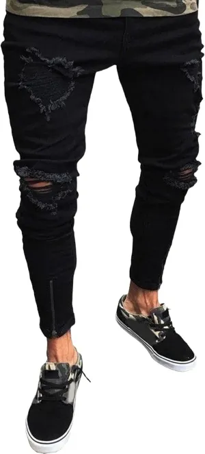 Maiyifu-GJ Men's Ripped Skinny Jeans Stretch Slim Fit Jeans Distressed Destroyed Straight Leg Denim Pants for Men