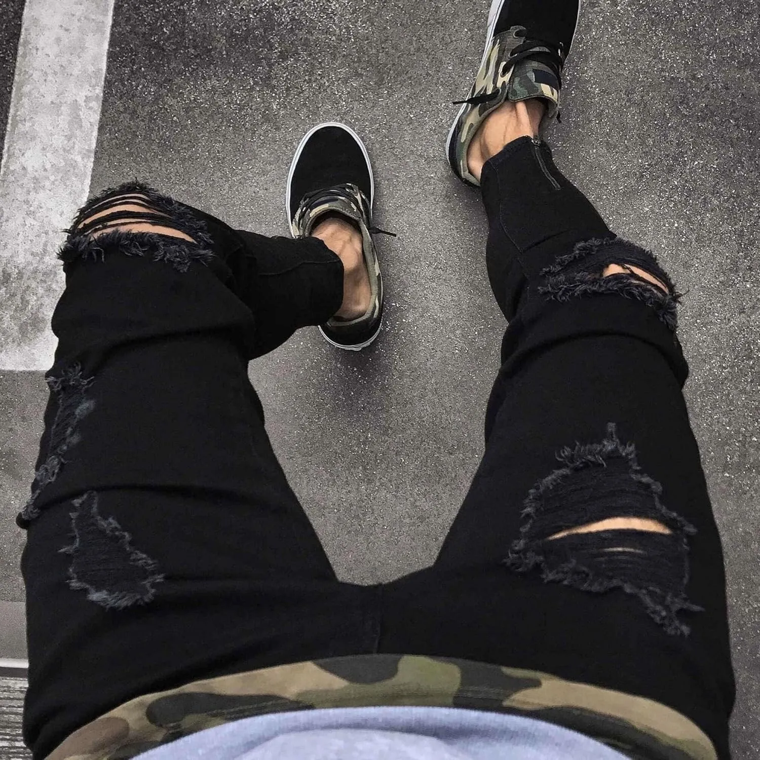 Maiyifu-GJ Men's Ripped Skinny Jeans Stretch Slim Fit Jeans Distressed Destroyed Straight Leg Denim Pants for Men