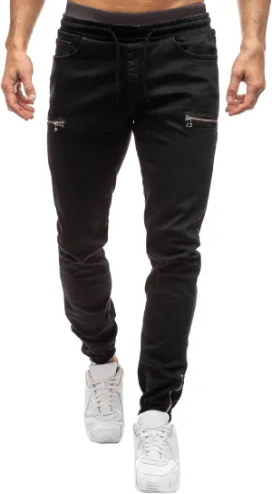 Maiyifu-GJ Men's Slim Fit Stretch Joggers Jeans Drawstring Elastic Waist Tapered Leg Denim Pants Hip Hop Jeans Streetwear
