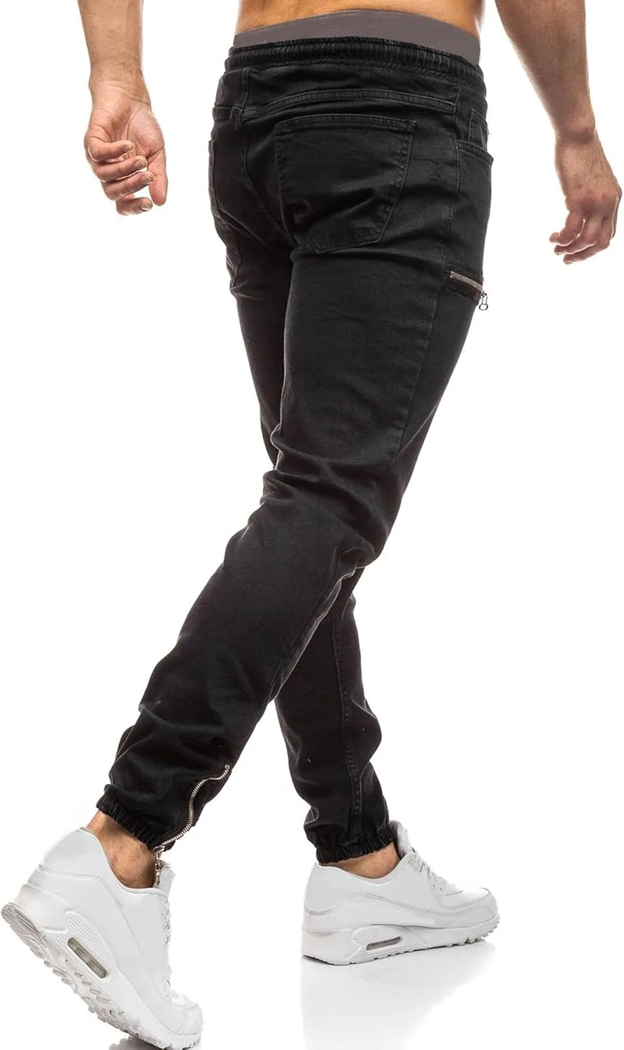 Maiyifu-GJ Men's Slim Fit Stretch Joggers Jeans Drawstring Elastic Waist Tapered Leg Denim Pants Hip Hop Jeans Streetwear
