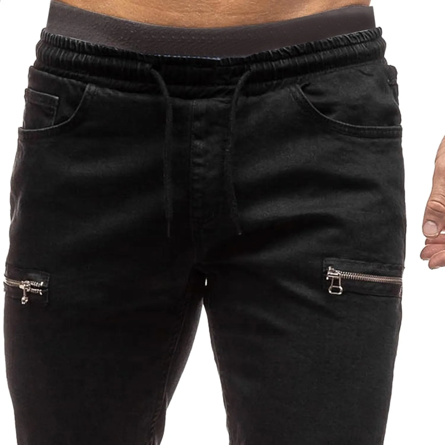 Maiyifu-GJ Men's Slim Fit Stretch Joggers Jeans Drawstring Elastic Waist Tapered Leg Denim Pants Hip Hop Jeans Streetwear