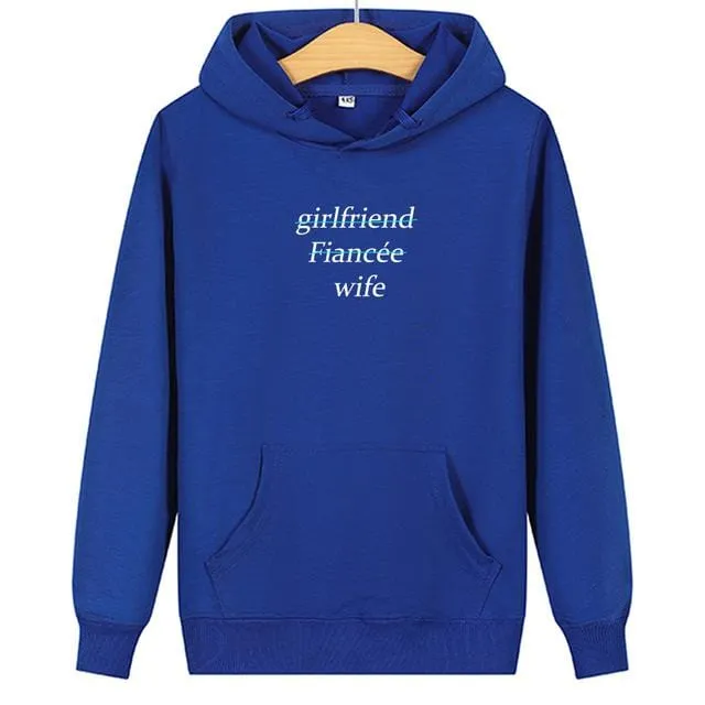 Matching husband and wife hoodies