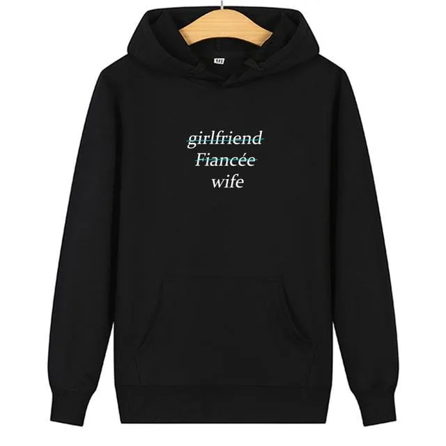 Matching husband and wife hoodies