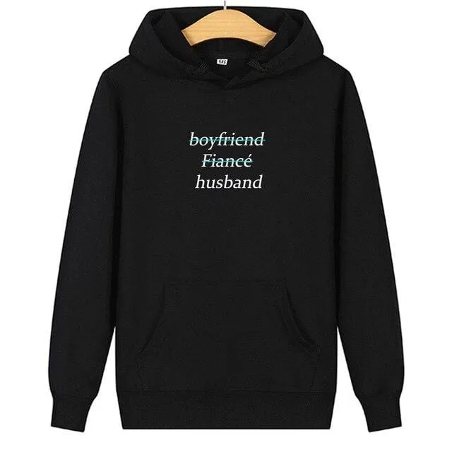 Matching husband and wife hoodies