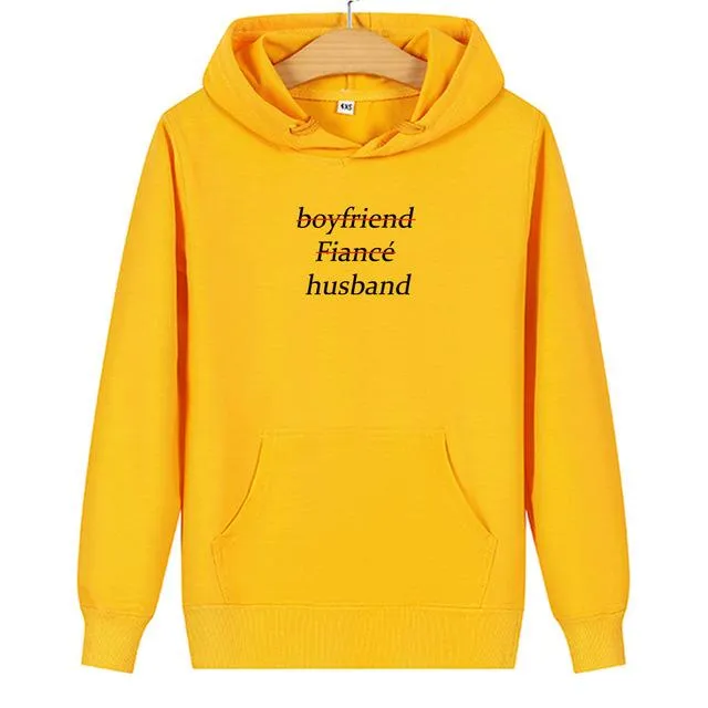 Matching husband and wife hoodies