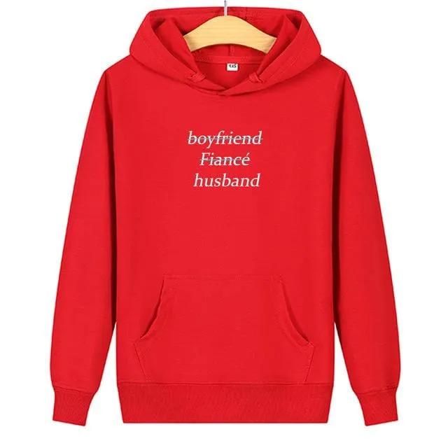 Matching husband and wife hoodies