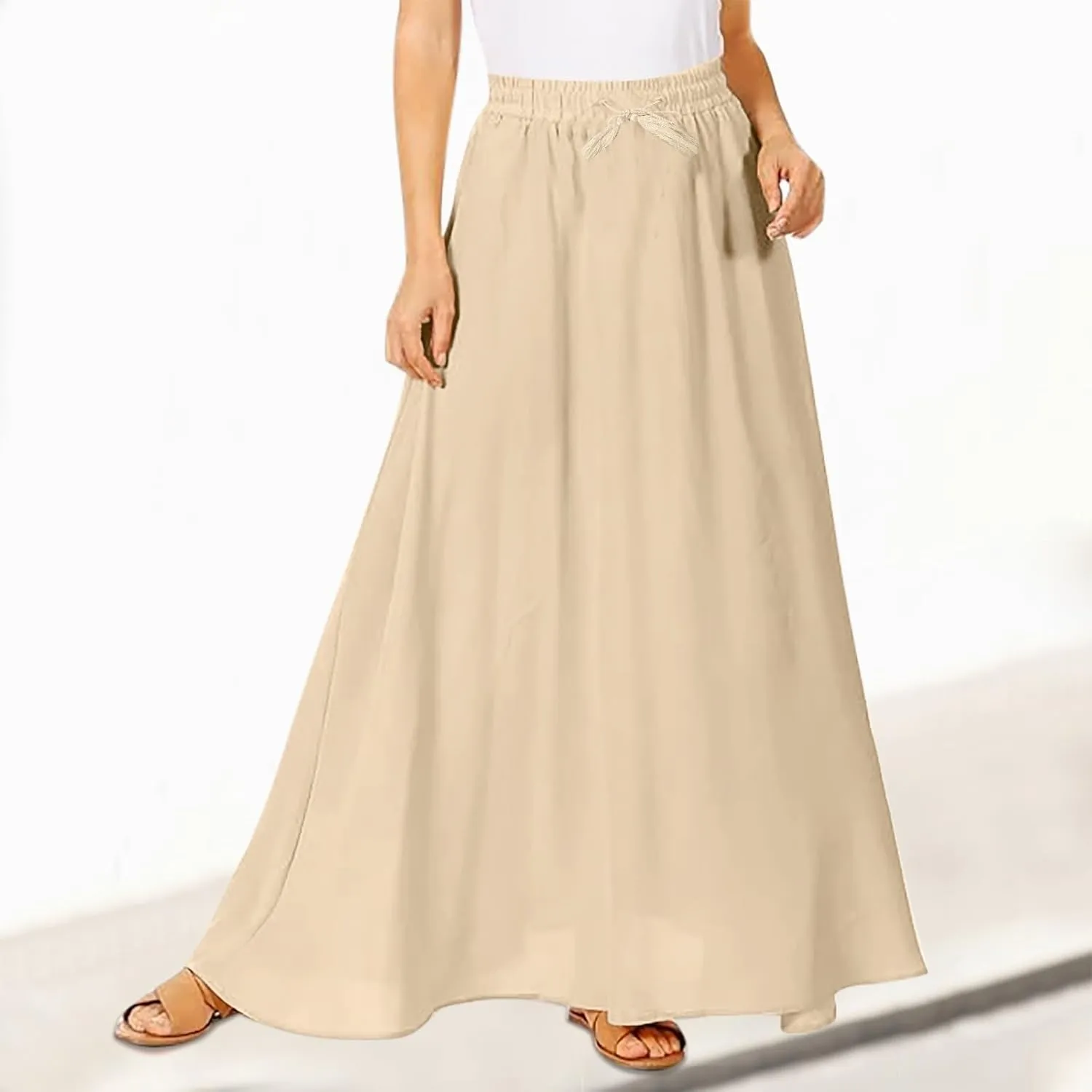 Maxi Skirts for Women Plus Size Women's Long Skirts Flowy Summer Skirt Elastic Maternity Dress for