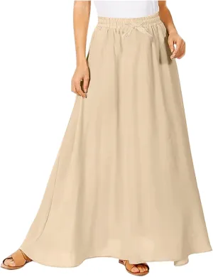 Maxi Skirts for Women Plus Size Women's Long Skirts Flowy Summer Skirt Elastic Maternity Dress for