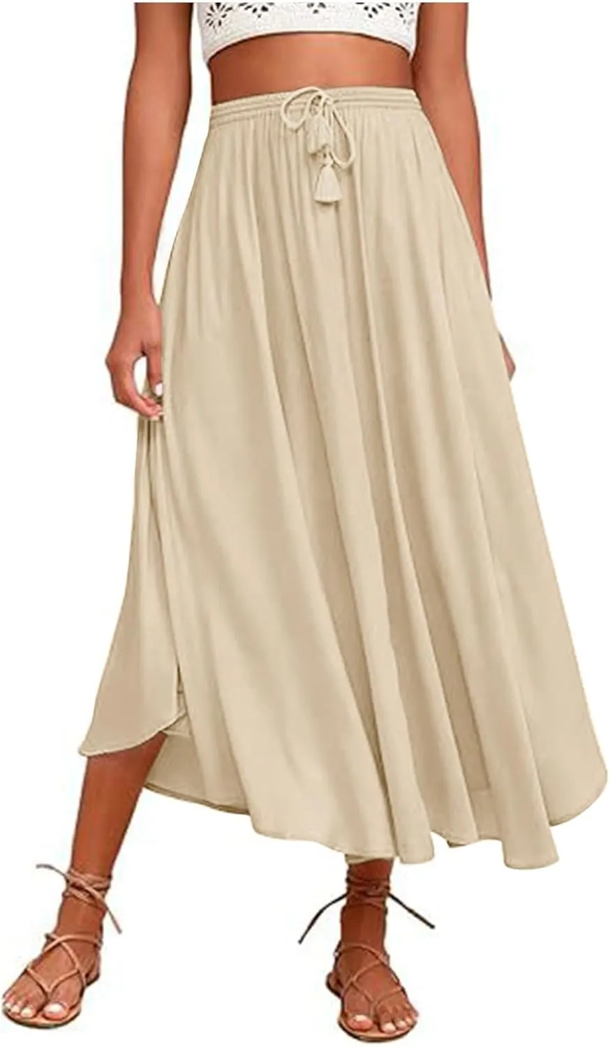 Maxi Skirts for Women Plus Size Women's Long Skirts Flowy Summer Skirt Elastic Maternity Dress for