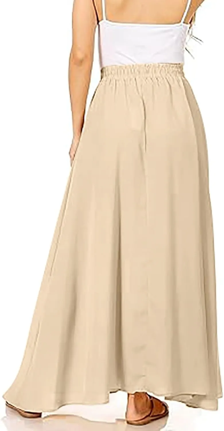 Maxi Skirts for Women Plus Size Women's Long Skirts Flowy Summer Skirt Elastic Maternity Dress for