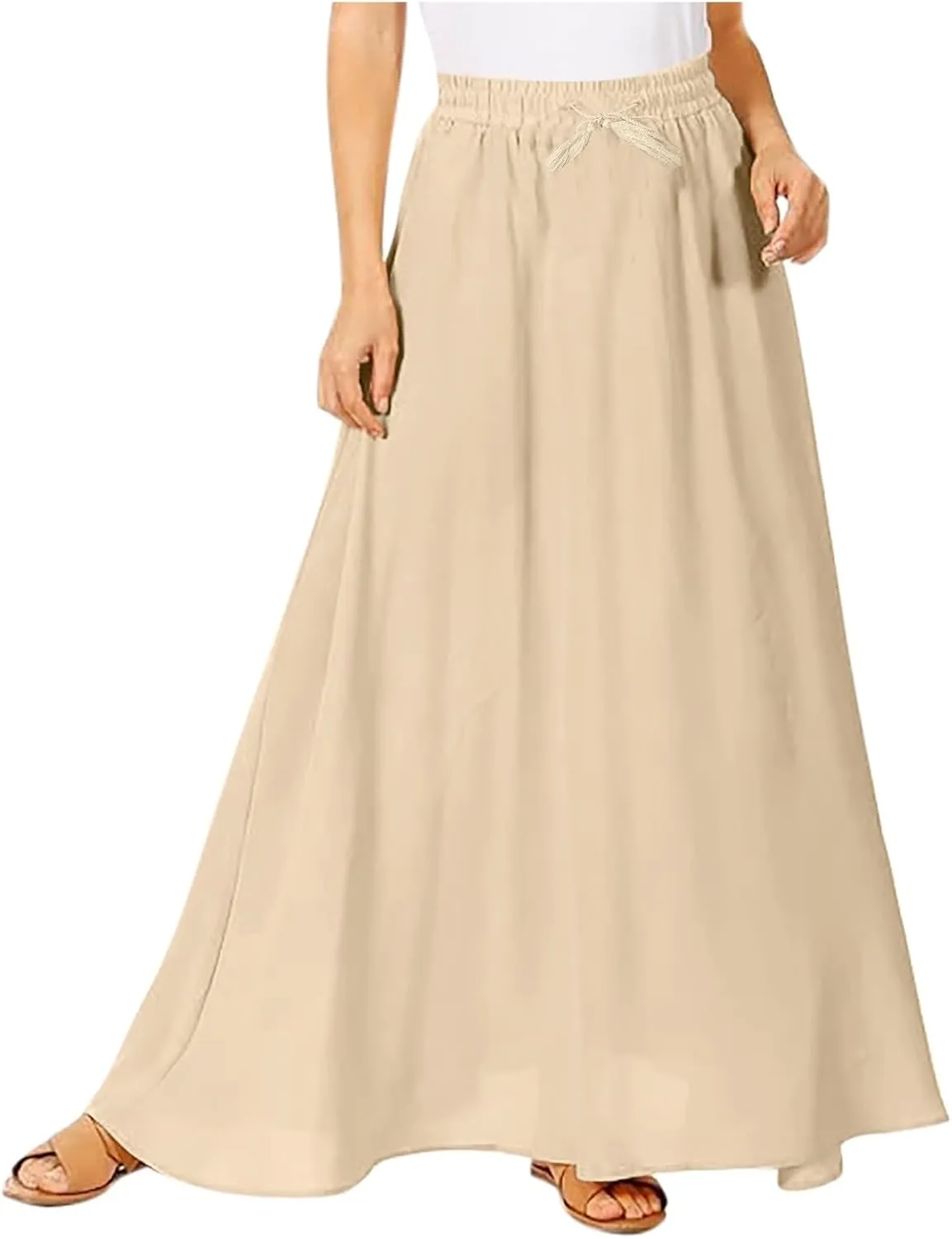 Maxi Skirts for Women Plus Size Women's Long Skirts Flowy Summer Skirt Elastic Maternity Dress for